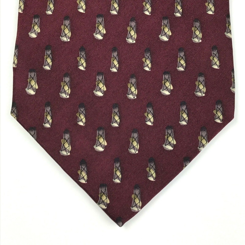 JERRY J GARCIA1996 Men's Silk Necktie Lady with Argyle Socks #14 Burgundy Tie - Picture 6 of 11